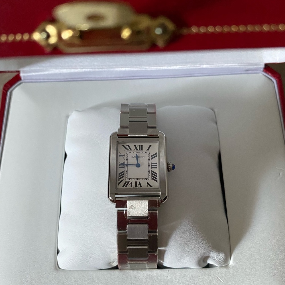 Cartier Tank Solo Stainless Steel Silver Roman Dial Quartz Watch